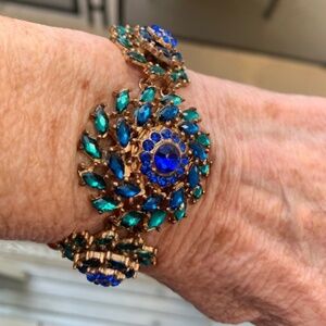 Sparkly Blue, Teal  and Gold Bracelet